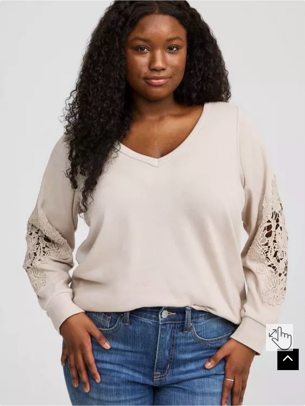 Torrid Cozy Fleece Crochet Sweatshirt